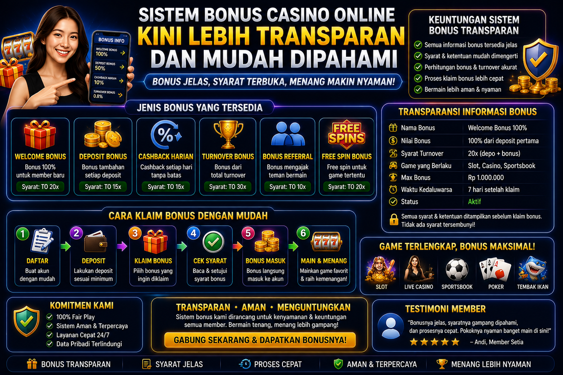 Sistem Bonus Casino Online Kini Lebih Transparan dan Mudah Dipahami